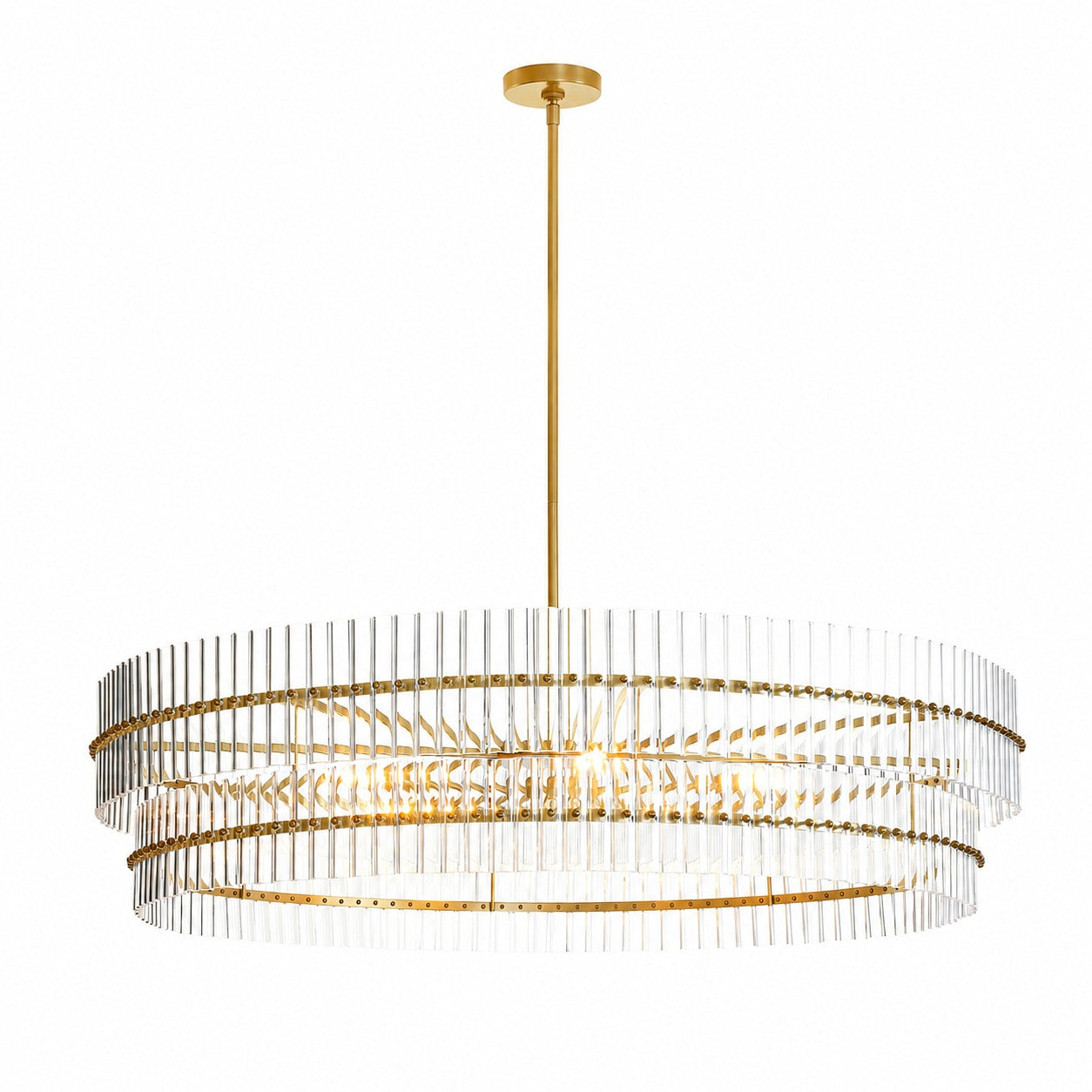 Lumora Crystal Pendant Light – Elegant Tumbled Brass & Cut Glass