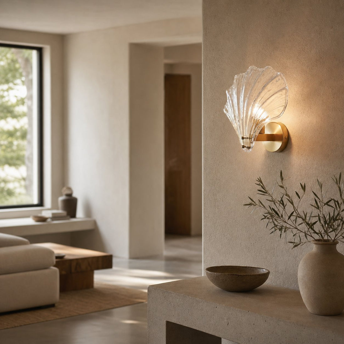 Shellora Stylish Shell Wall Light – Sculptural Glass and Metal Wall Lamp for Home N44