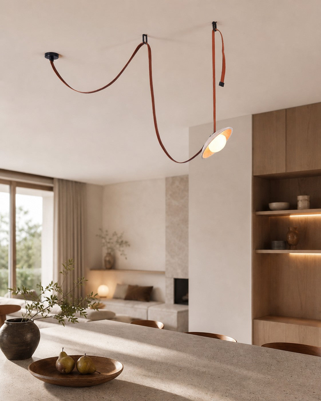 Light Rail Leather Pendant Lamp