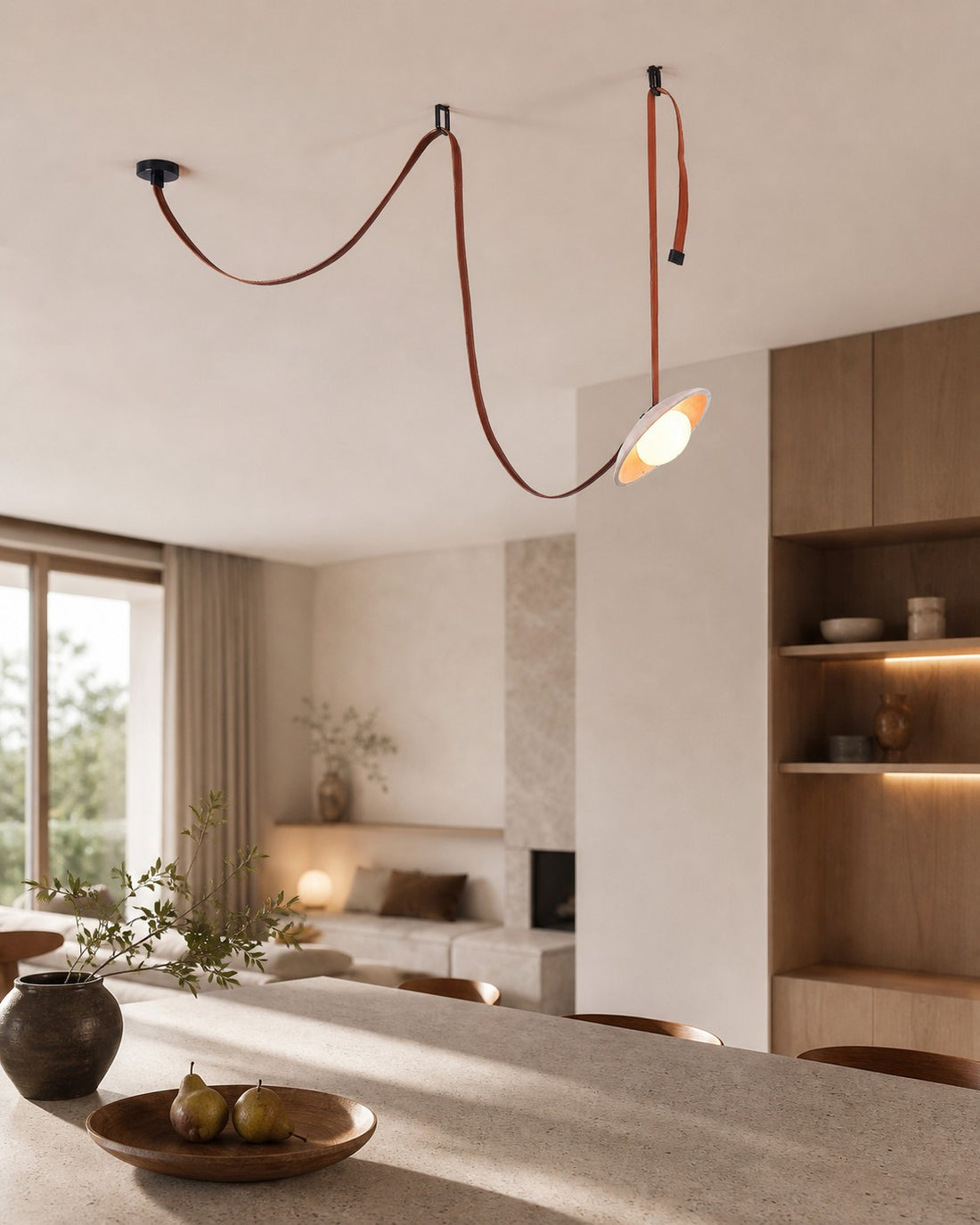 Light Rail Leather Pendant Lamp