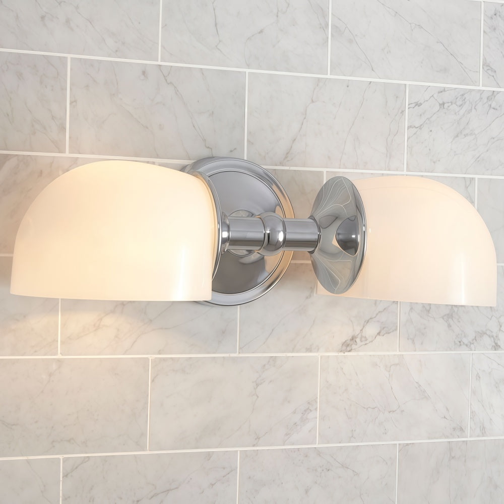 Two Light Horizontal Vanity Sconce - Metal Glass Wall Light For Bathroom