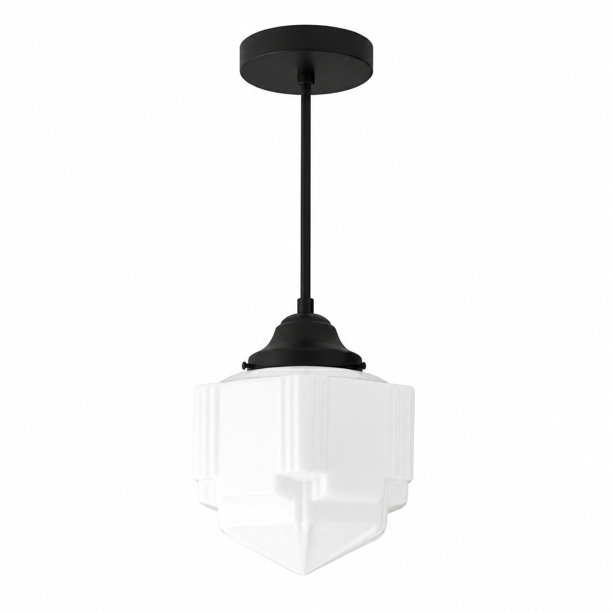 Geotower Glass Modern Pendant Light - Skyscraper Design - Brass or Black or Nickel Finish