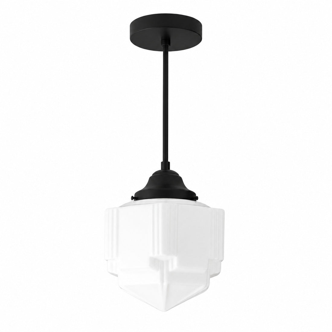 Geotower Glass Modern Pendant Light - Skyscraper Design - Brass or Black or Nickel Finish