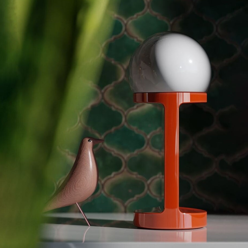Elegant Ceramic Table Lamp with Blown Glass Shade