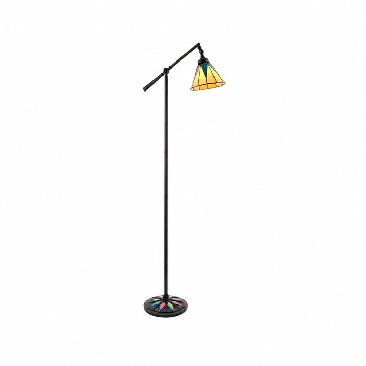 TF Dark Star Tiffany Task Floor Lamp – Art Deco Stained-Glass Floor Light for Living Room