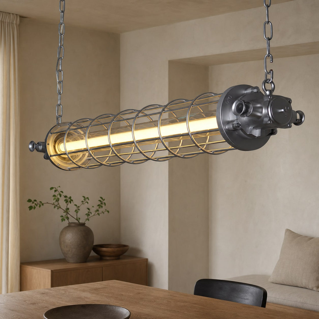 Minimalist Tube Pendant Light with Linear Silhouette for Modern Kitchen Island and Dining Lighting