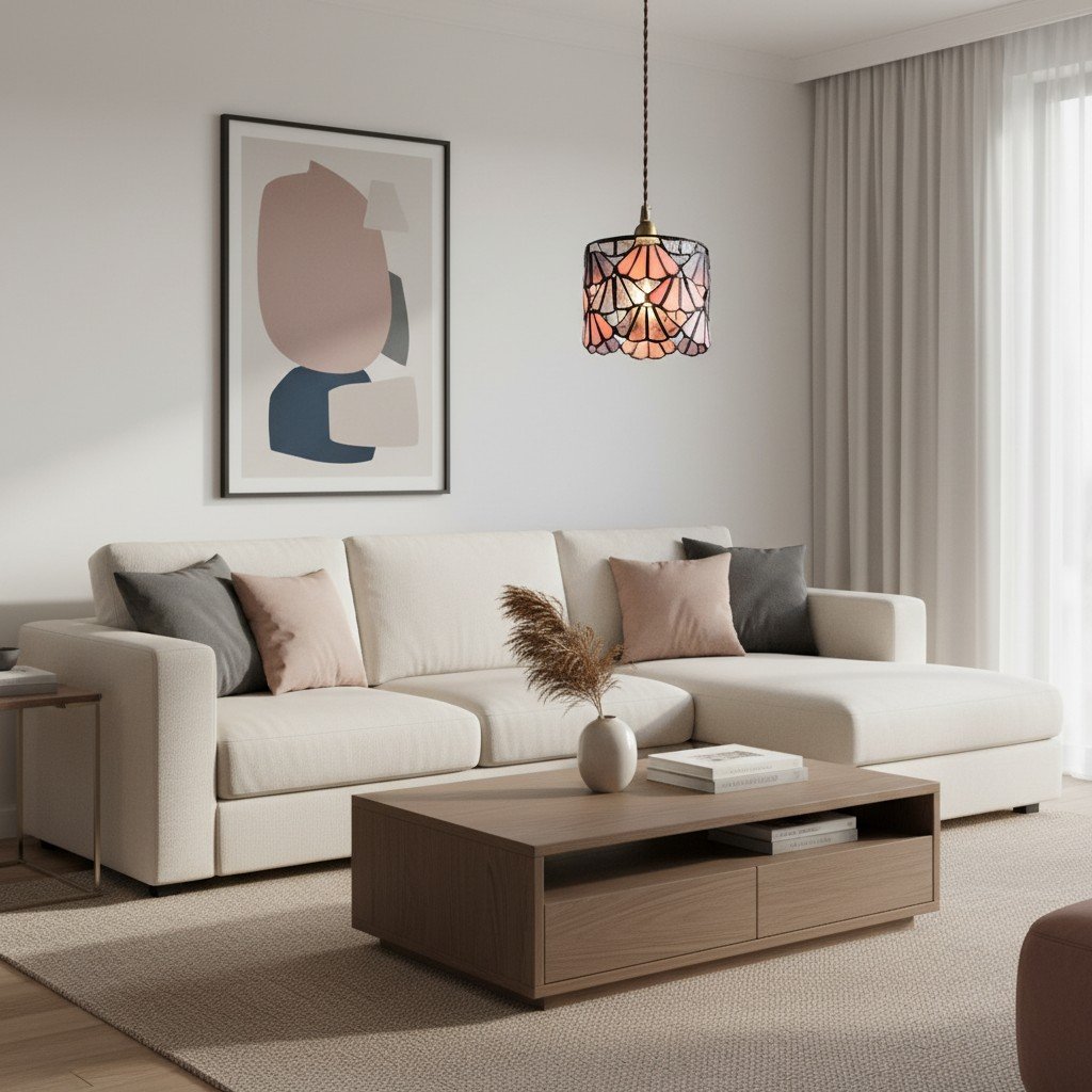 Vintagia Tiffany Inspired Pendant Light Fixture - Artistic Glass Shade Pendant for Dining Island and Entryway