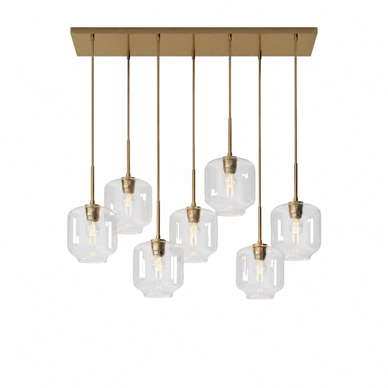 Lumivelle Sculptural 7-Light Chandelier – Adjustable Height Modern Glass Pendant