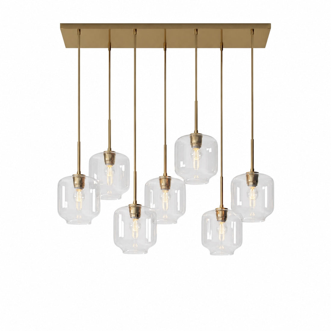 Lumivelle Sculptural 7-Light Chandelier – Adjustable Height Modern Glass Pendant