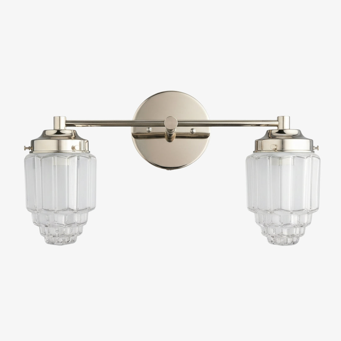 Tierlux Glass Vanity Light - Art Deco Bathroom Fixture with Skyscraper Shades