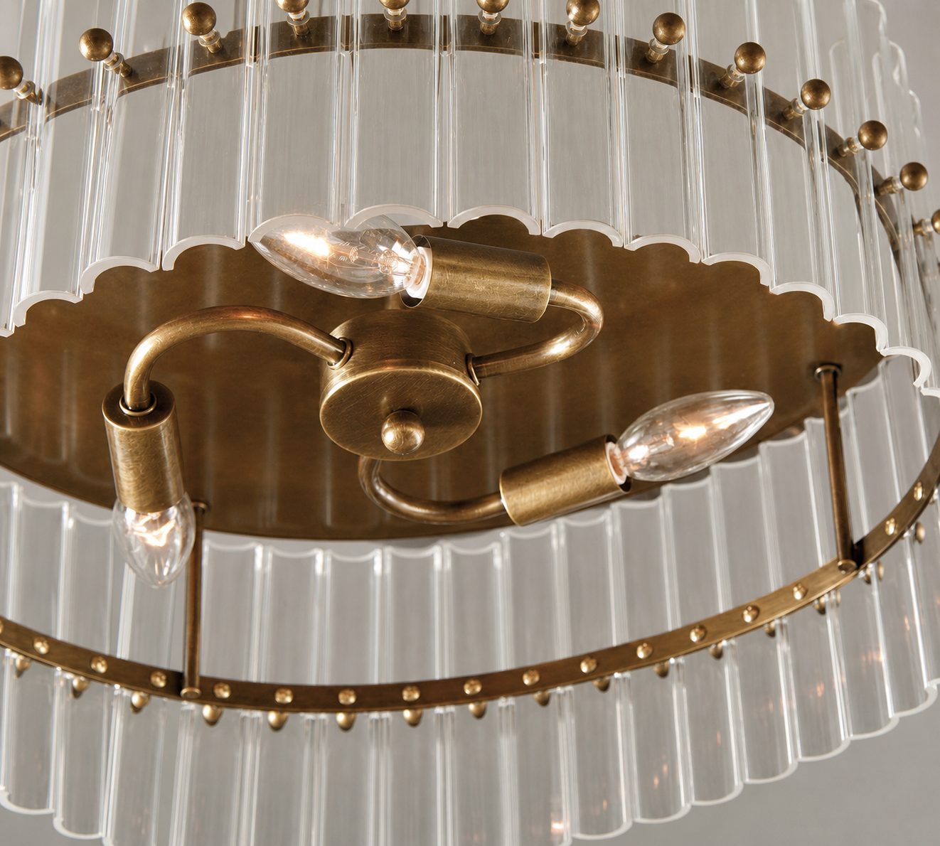 Lumora Crystal Flush Mount – Elegant Brass Ceiling Light