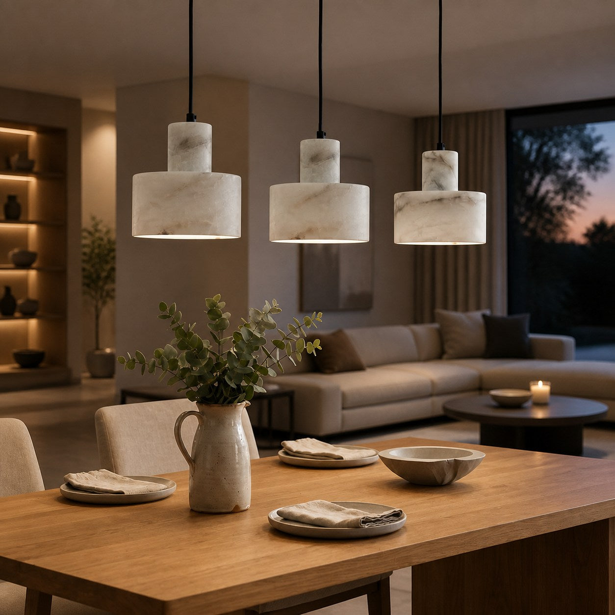 Cylorion Alabaster Pendant Lamp – Modern Minimalist Hanging Light for Dining Room