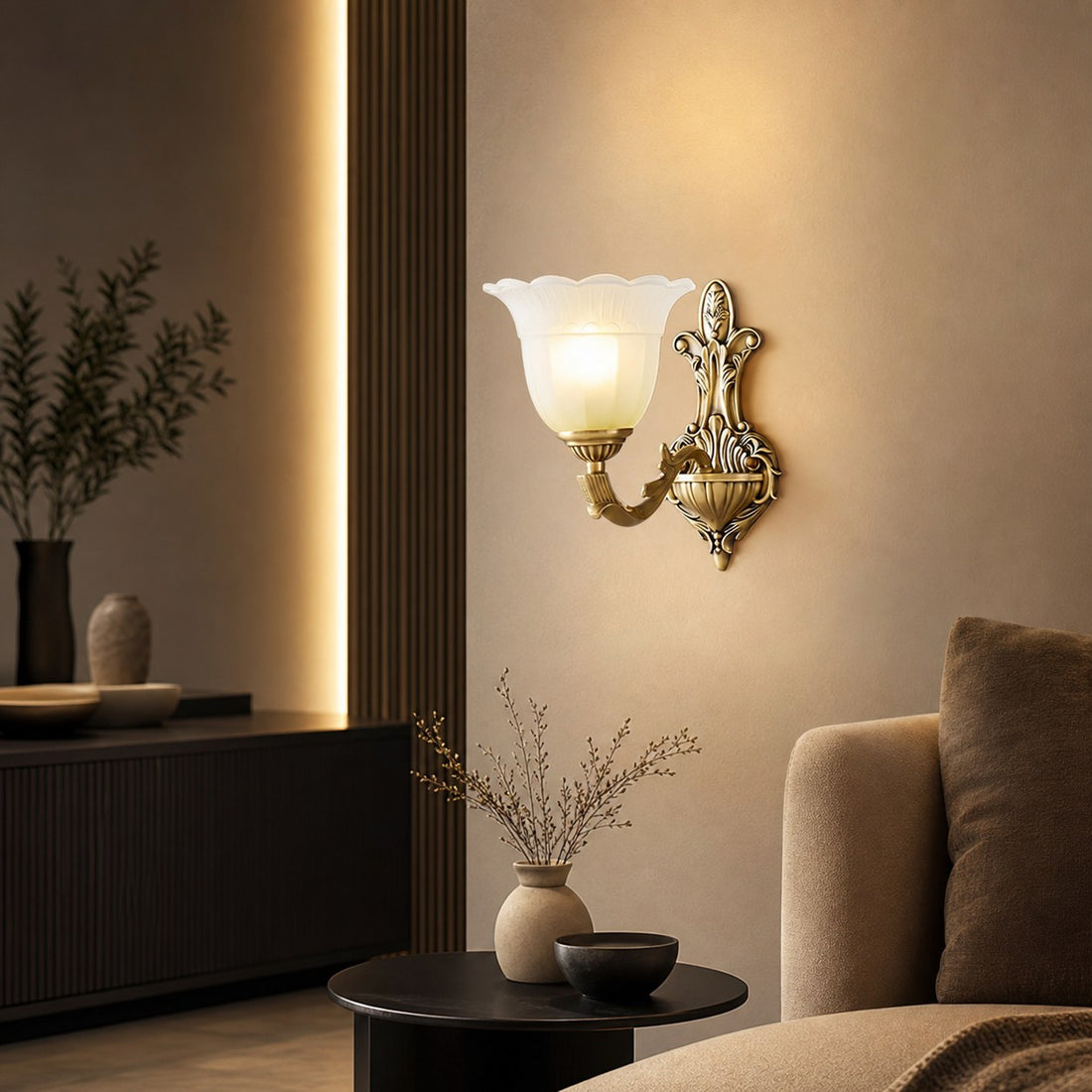 Bloom Flower Brass Sconce