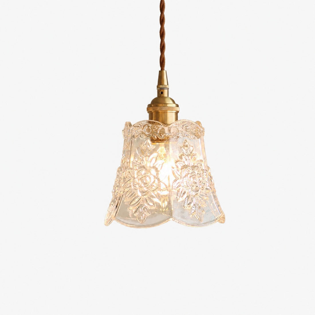 Traditional Japanese Brass Walnut Glass Ceramic Cylinder Conic Flower Bowl 1-Light Pendant Light For Dining Room