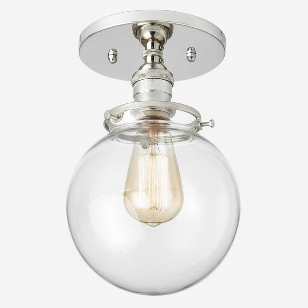 Glorica Glass Retro Globe Ceiling Light - Vintage Industrial Home Lighting