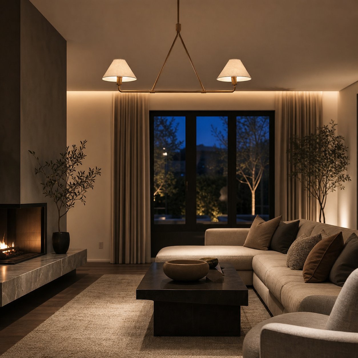 Diora Pendant Light -  Modern Metal Fixture with Linen Shades
