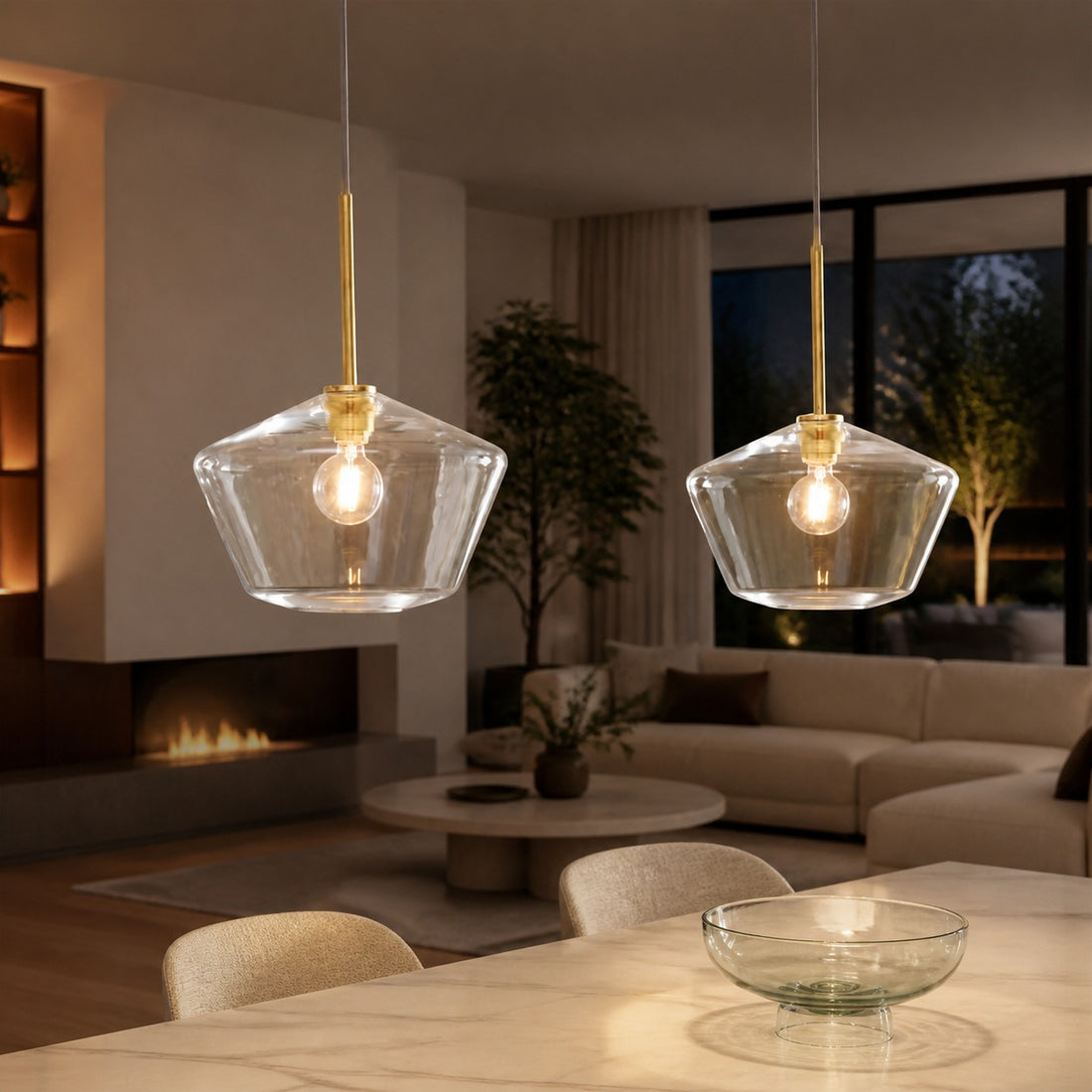Merin Transparent Glass Sculpture Geometric Chandelier