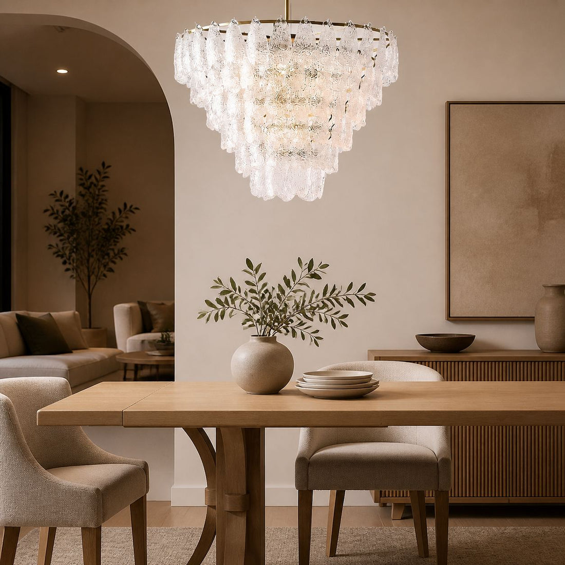 Lumvey Glass Round Chandelier - Elegant Pendant Light for Dining Room and Living Room