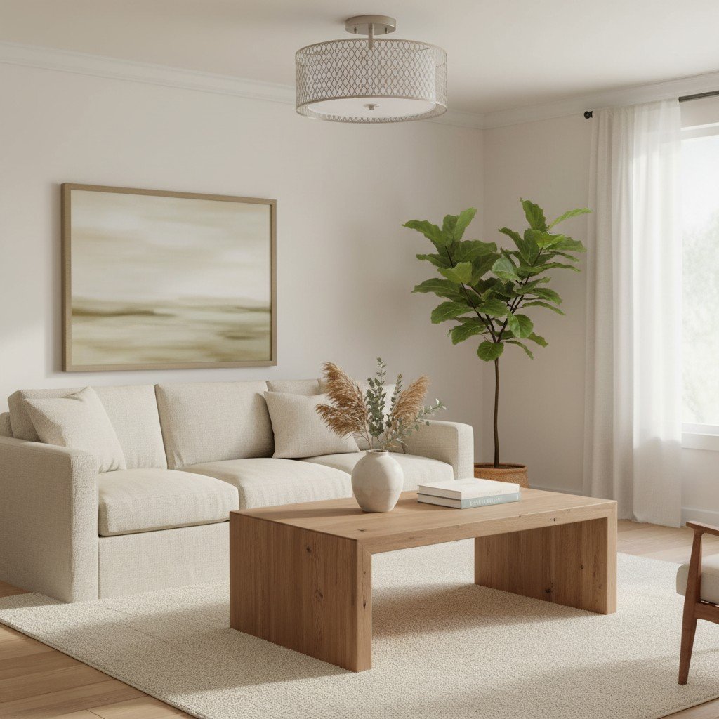 Liorin Geometric Mesh 3‑Light Flush Ceiling Light - Mesh Metal Frosted Glass Lamp for Living Room or Hallway