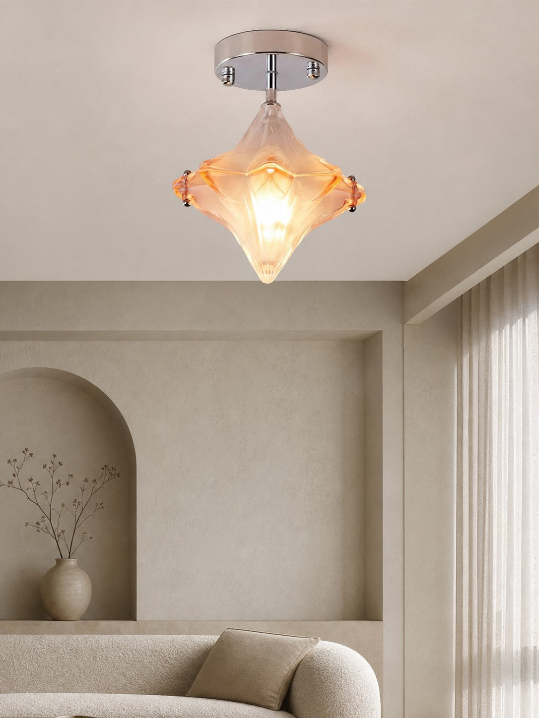 Art Deco Star Ceiling Lamp – Frosted Glass Fixture for Hallway & Entryway – Astris Ceres