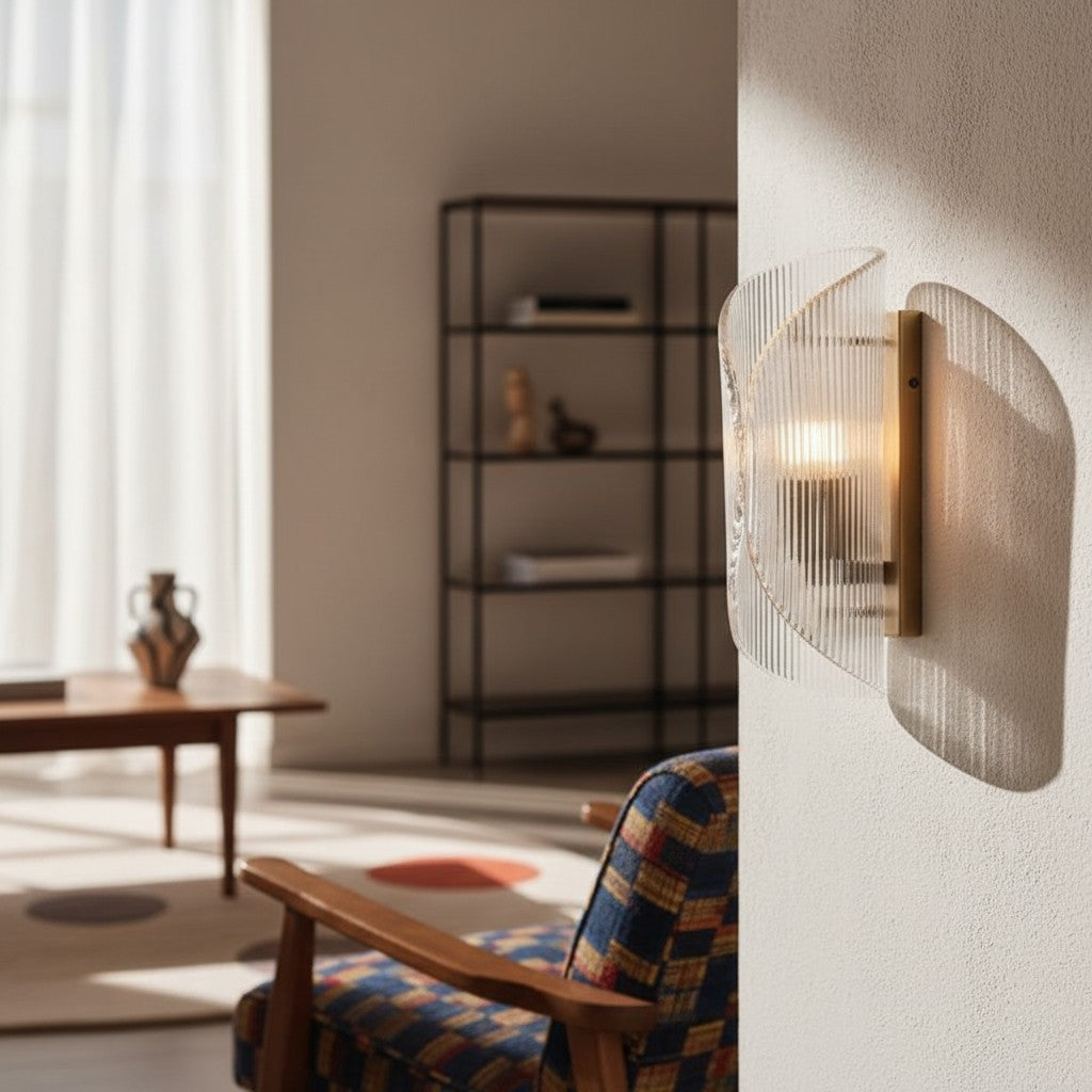 Velora Cylinder Glass Wall Light – Refined Brass Wall Sconce for Entryway or Bedside