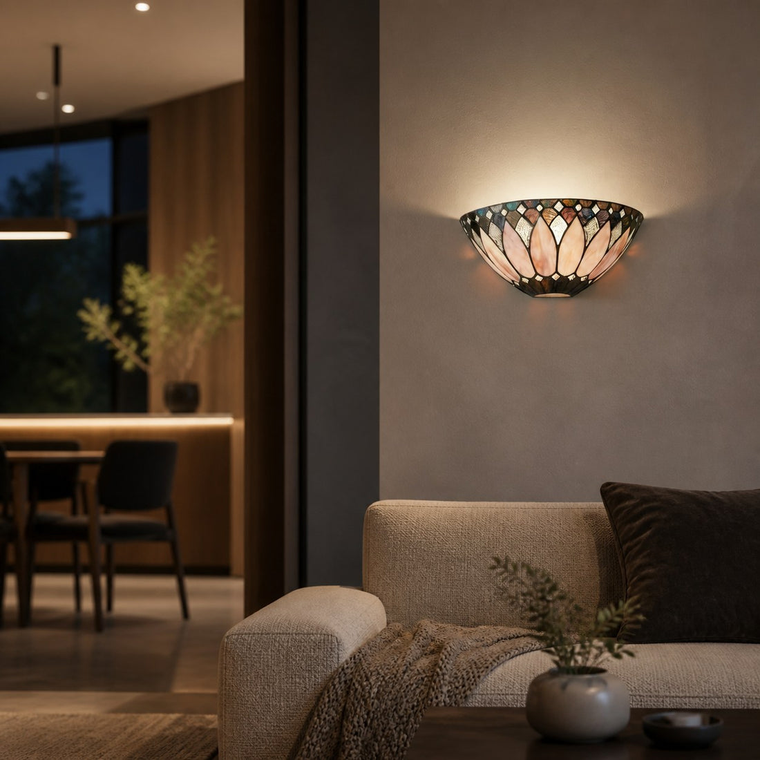 TF Brooklyn Elegant Wall Light - Art Deco Glass Wall Sconce for Living Room or Hallway