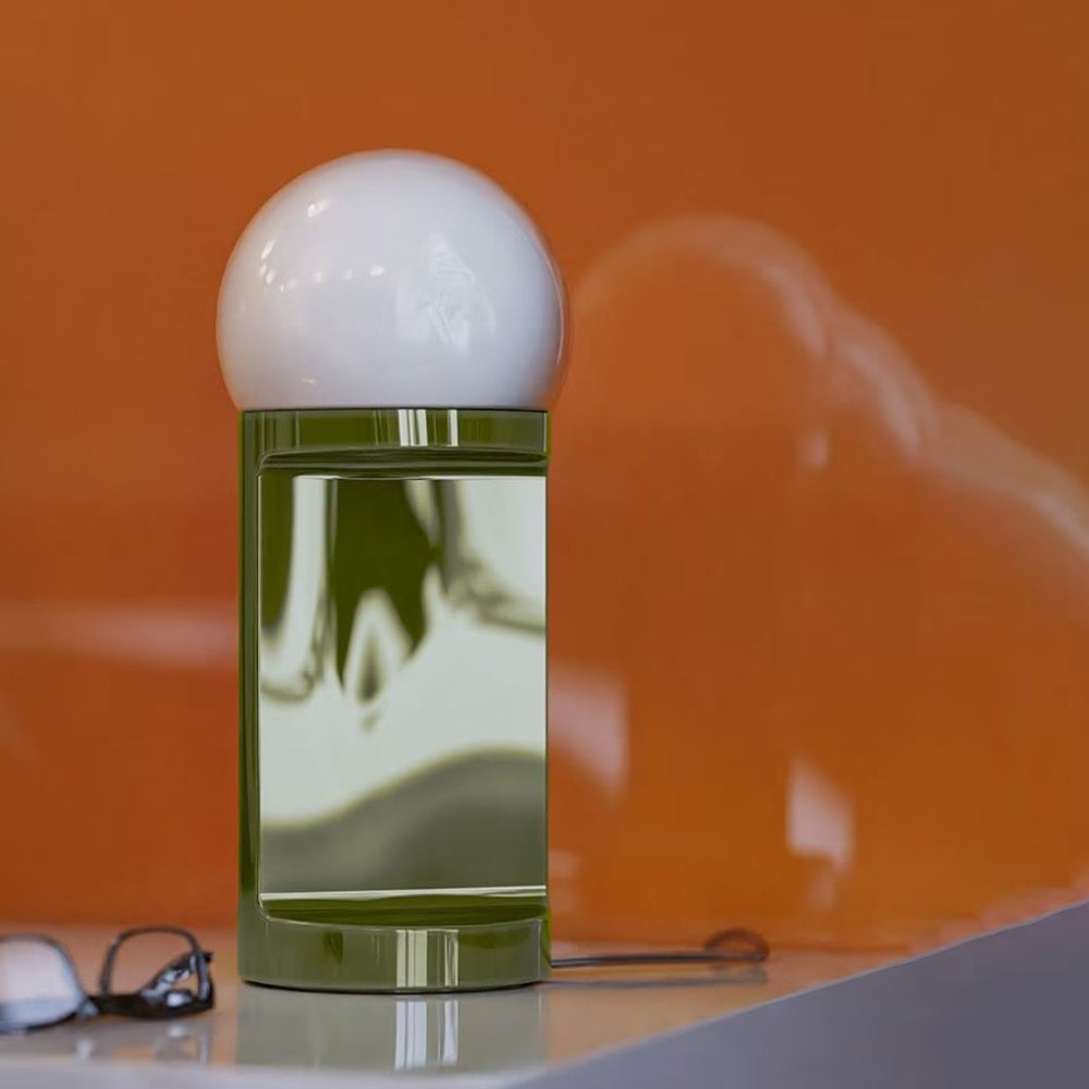 Elegant Ceramic Table Lamp with Blown Glass Shade