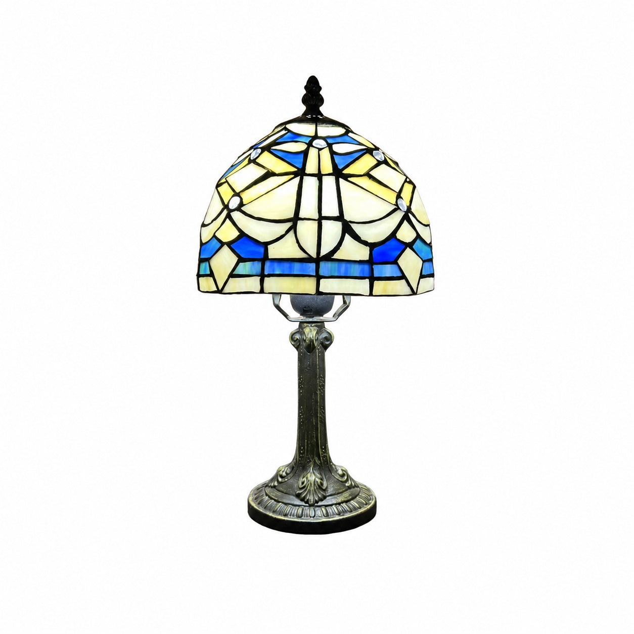 Virelle Traditional Tiffany Table Lamp – Colorful Stained Glass Dome Desk Light for Bedroom