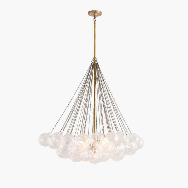 Bravira Glass Bubbled Chandelier - Vintage Brass Oval Glass Lighting