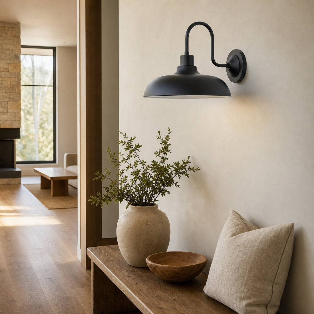 Velara Industrial Metal Rustic Dome Wall Sconce - Classic Curved Outdoor Wall Light for Porch and Patio U08
