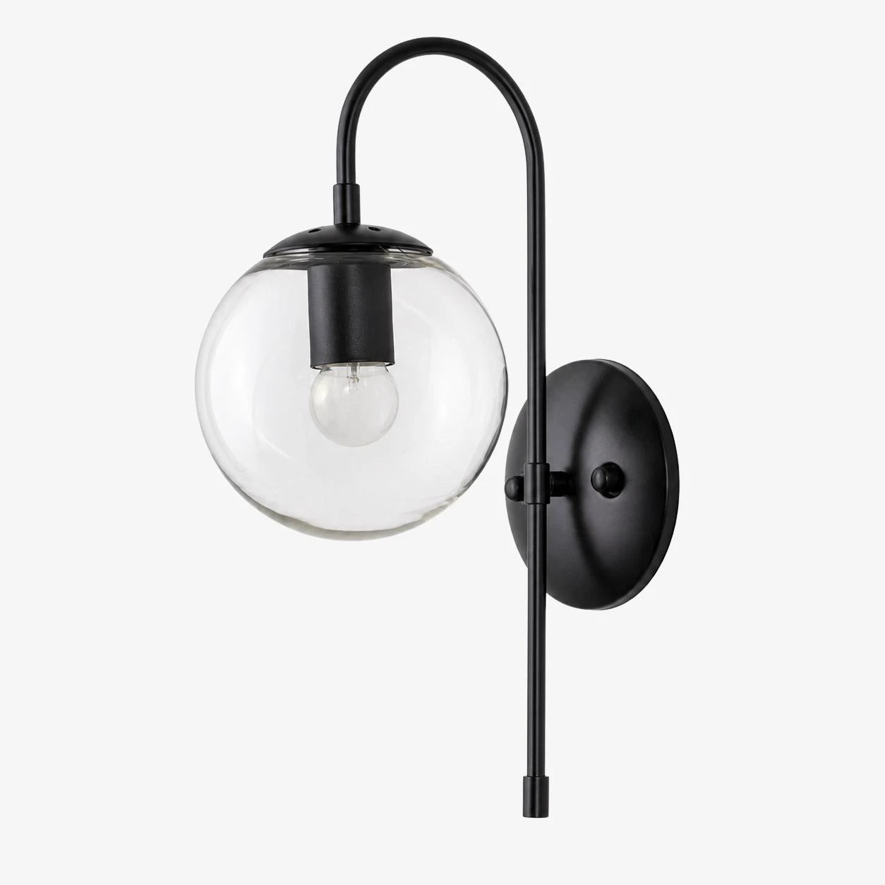 Clear Glass wall sconce in Black, style A