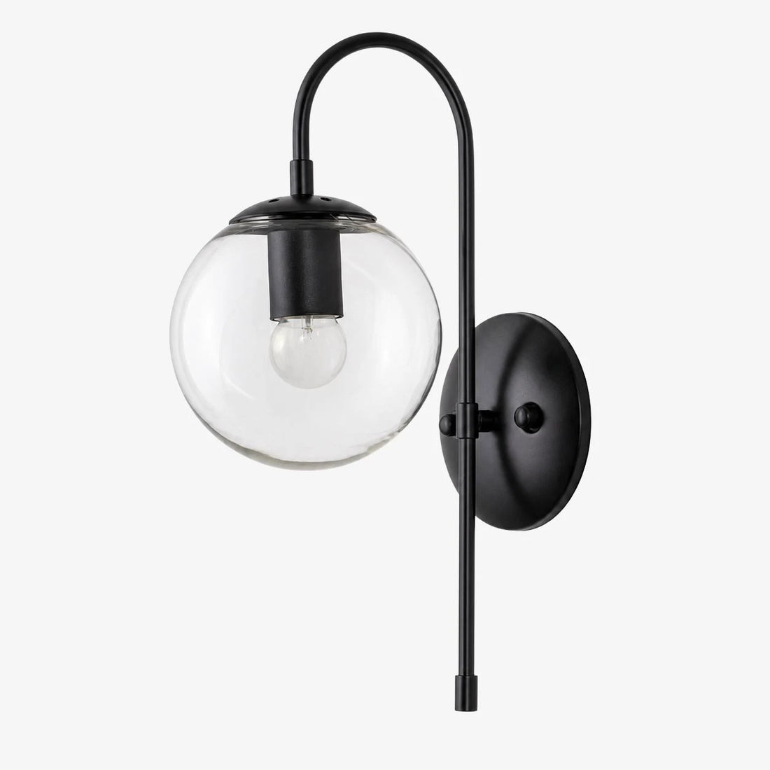 Clear Glass wall sconce in Black, style A