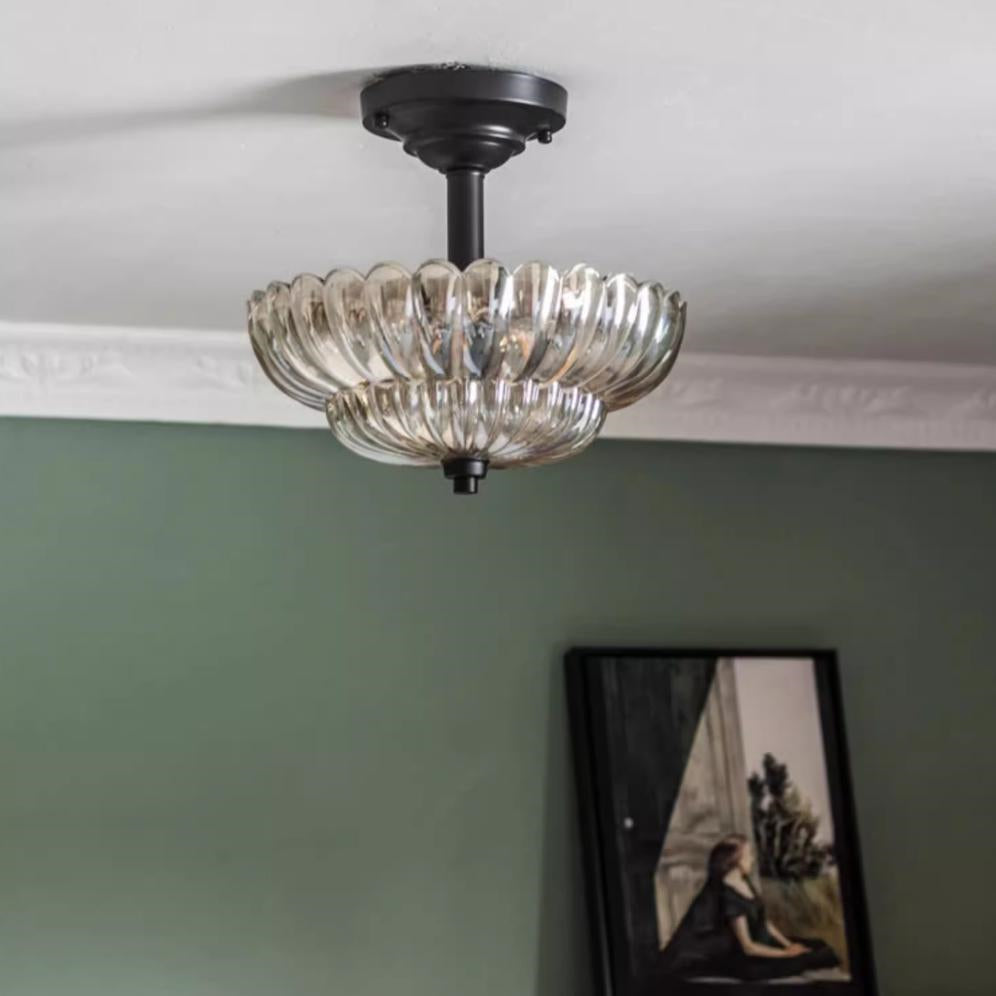 Semi Flush Mount Ceiling Lights Umbrella Shape Glass Lamp