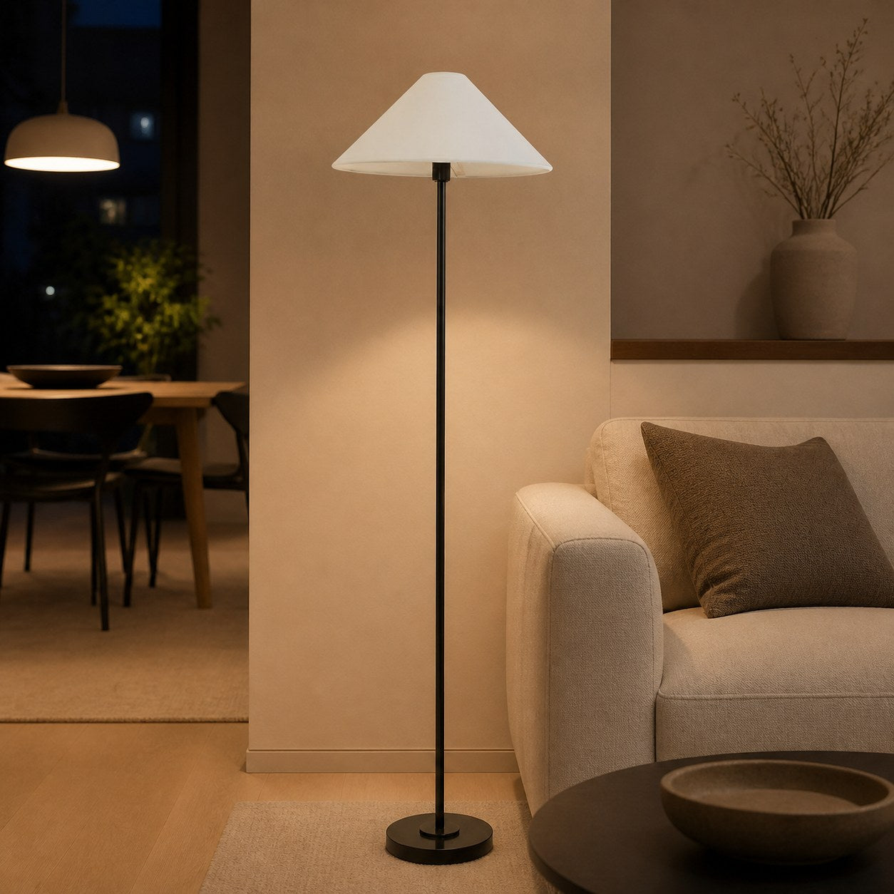 Diora Table & Floor Lamps - Linen Shade Modern Linear Style Sophisticated Accent