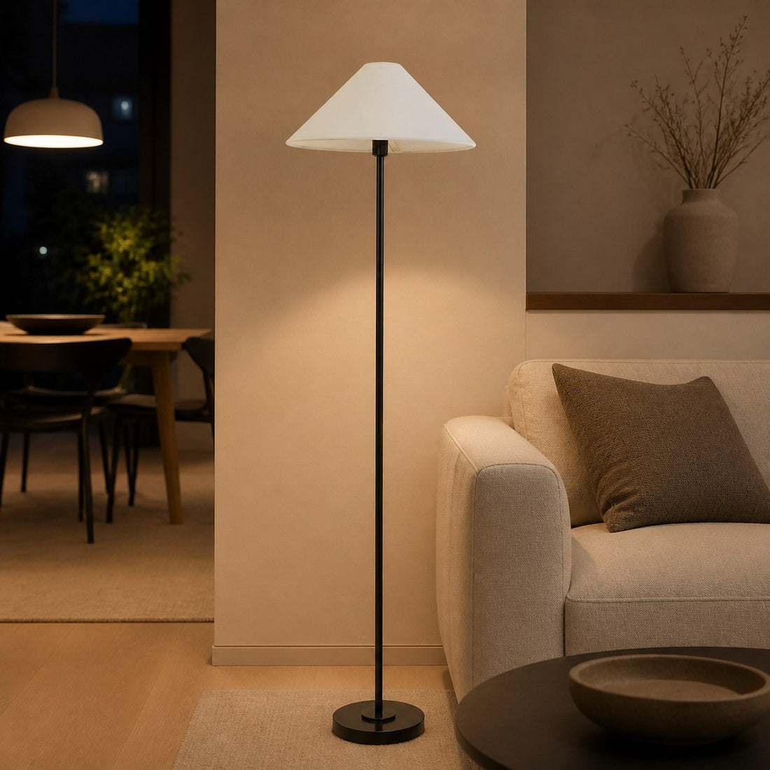 Diora Table & Floor Lamps - Linen Shade Modern Linear Style Sophisticated Accent