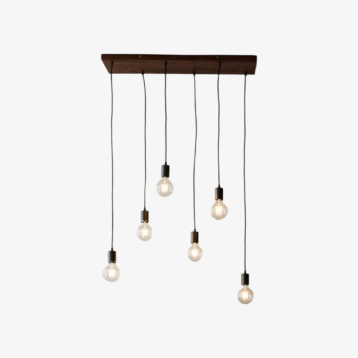 Vornix 6-Light Linear Pendant - Timber Beam Modern Industrial Fixture for Kitchen Island Dining Room