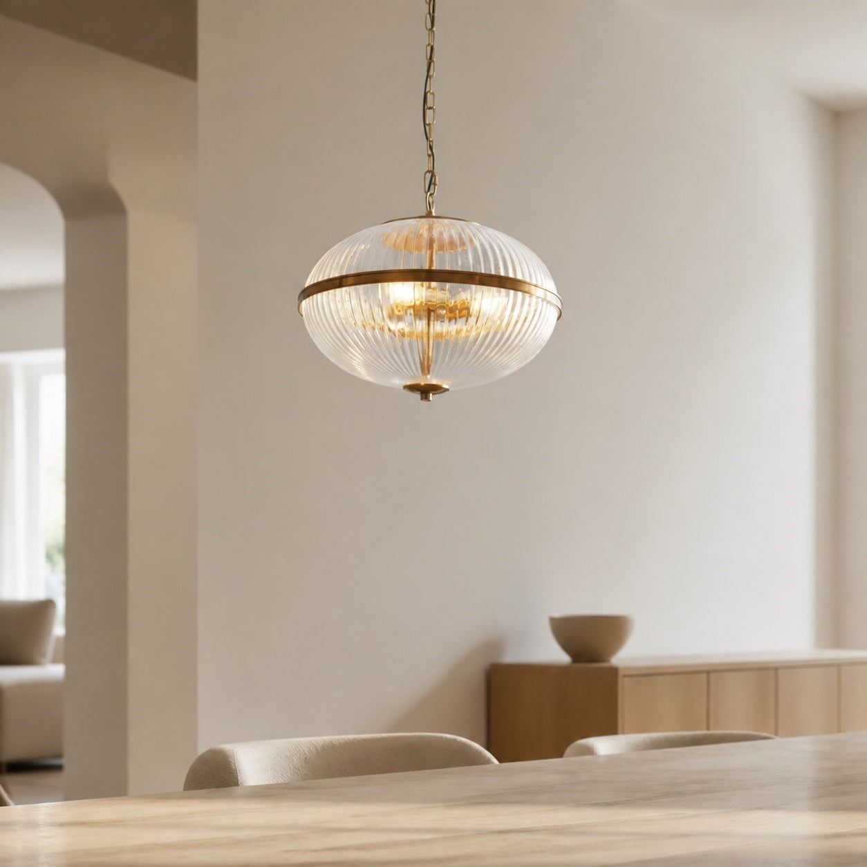 Luntra Contemporary Multi-Light Pendant with Textured Glass for Bedrooms and Hallways