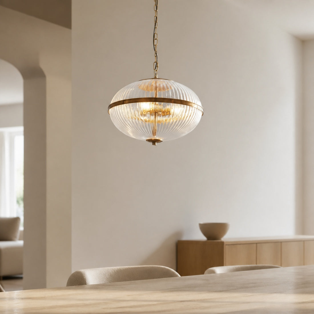 Luntra Contemporary Multi-Light Pendant with Textured Glass for Bedrooms and Hallways