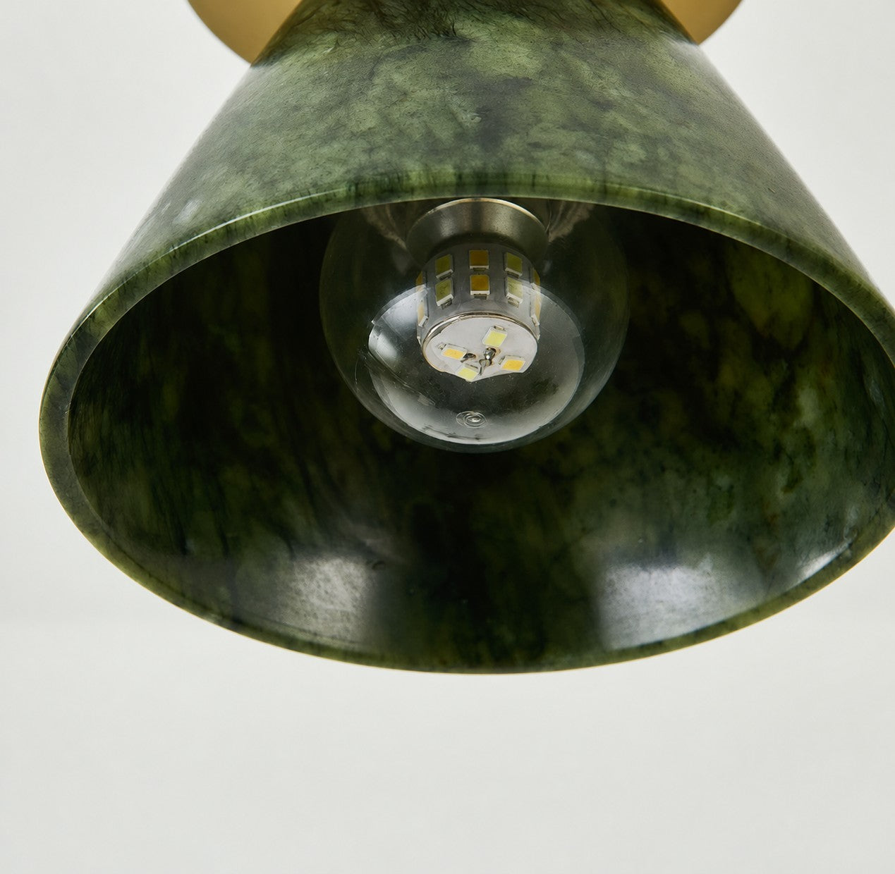 Green Jade and Brushed Brass Flush Mount Ceiling Light