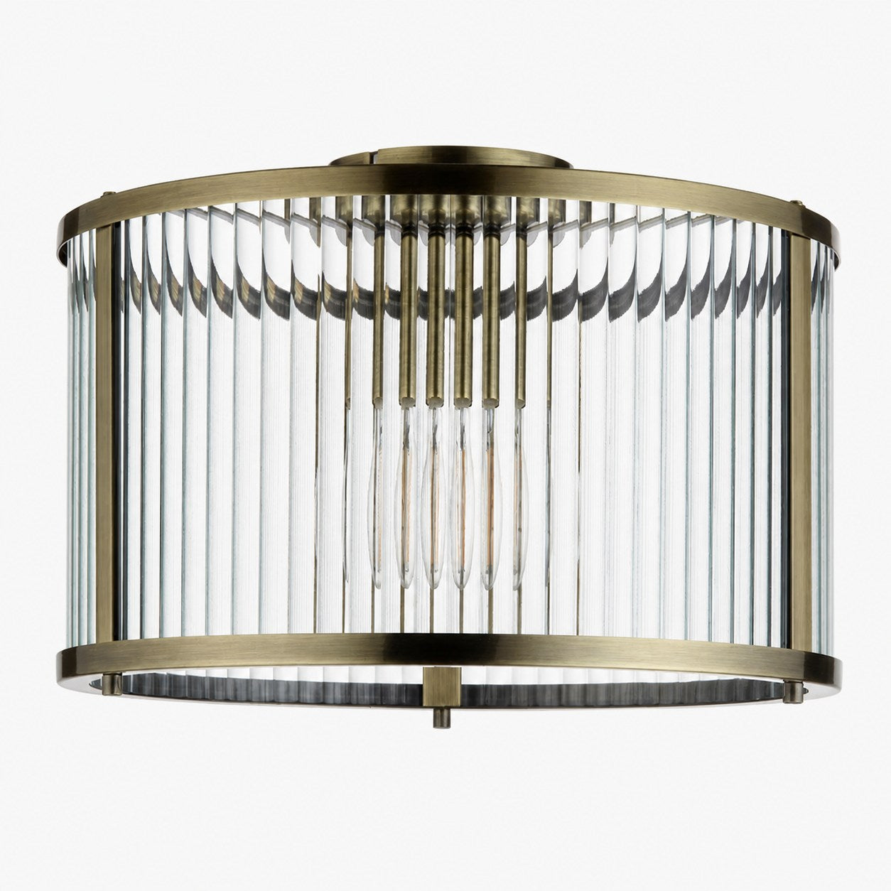 RibGlow Ribbed Glass Flush Ceiling Light – Classic Flush Mount Ceiling Lamp for Living Room or Hallway