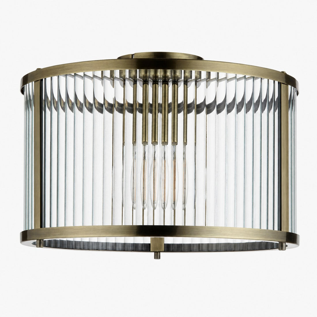 RibGlow Ribbed Glass Flush Ceiling Light – Classic Flush Mount Ceiling Lamp for Living Room or Hallway