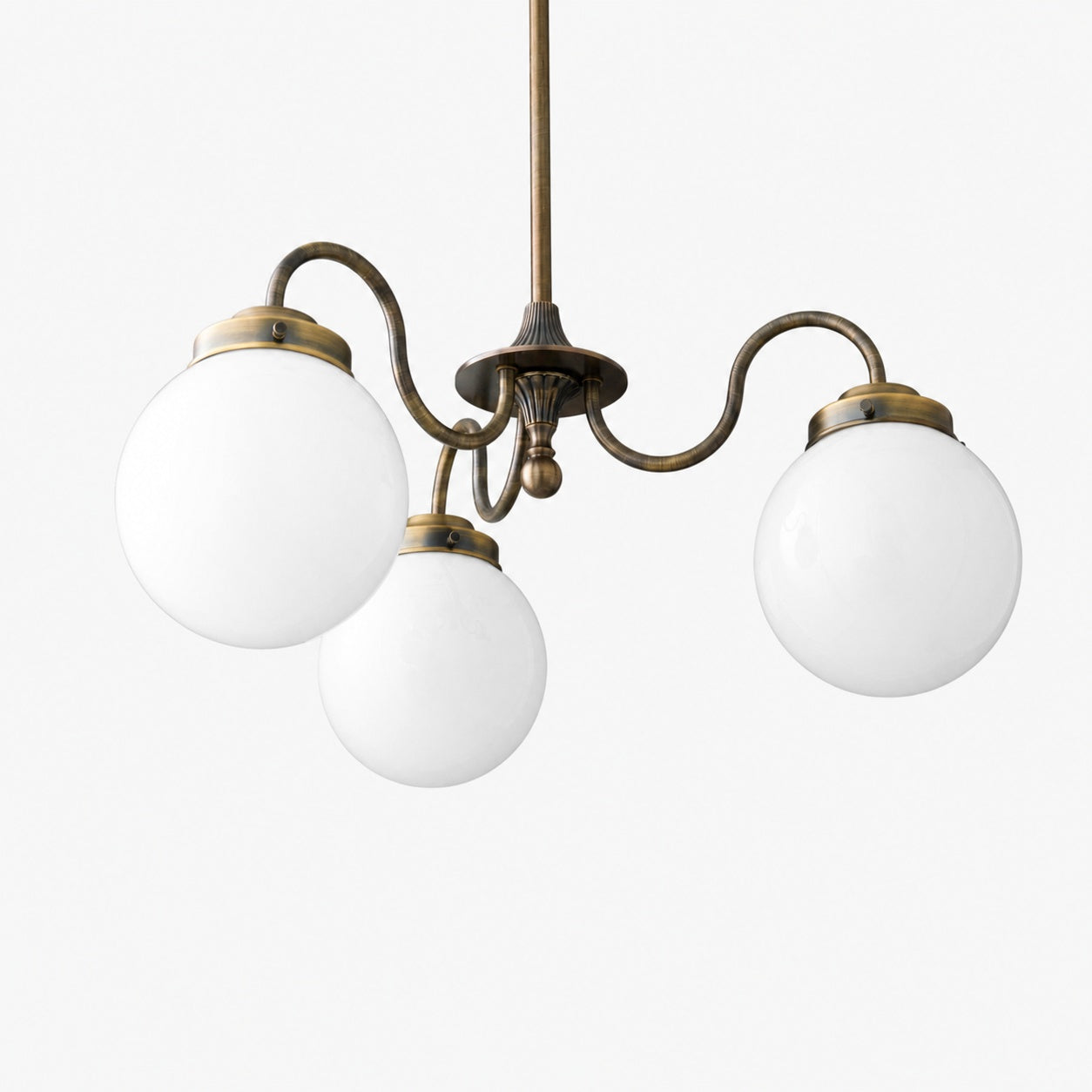 Glorica Glass Vintage Globe Chandelier - Brass 3-Light Frosted Glass Hanging Fixture