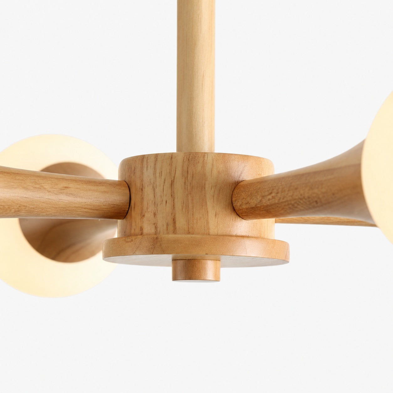 Novalune Multi-Light Glass Globe Chandelier with Wood Frame - Japanese Zen Style for Living Room