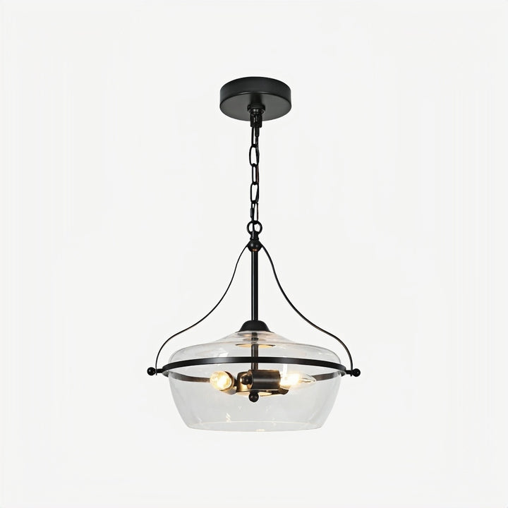 Lirra Glass Pendant Light – Mid‑Century Modern Metal Frame for Kitchen and Living Room