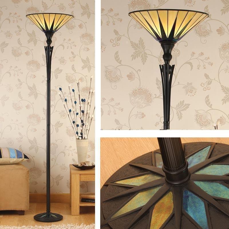 TF Dark Star Stained Glass Star Pattern Floor Lamp – Tiffany Style Uplighter for Living Rooms