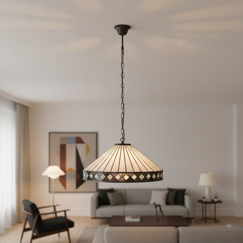 TF Fargo Pendant Light - Tiffany Style Lighting with an Art Deco Shade and Adjustable Chain