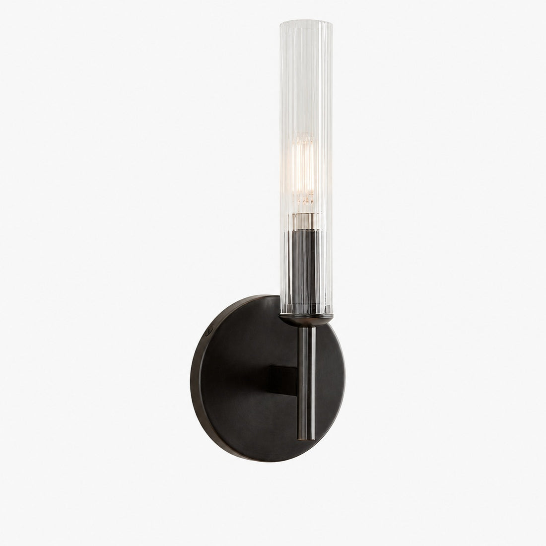 Bravira Ribbed Glass Wall Lamp - Tube Metal Light in Classic Finishes