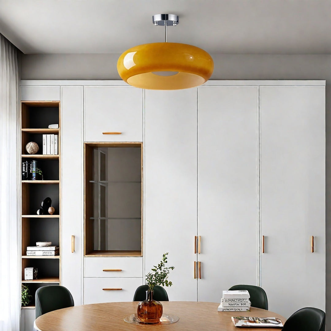 Retro Brass Bauhaus Glass Disc Ceiling Lamp