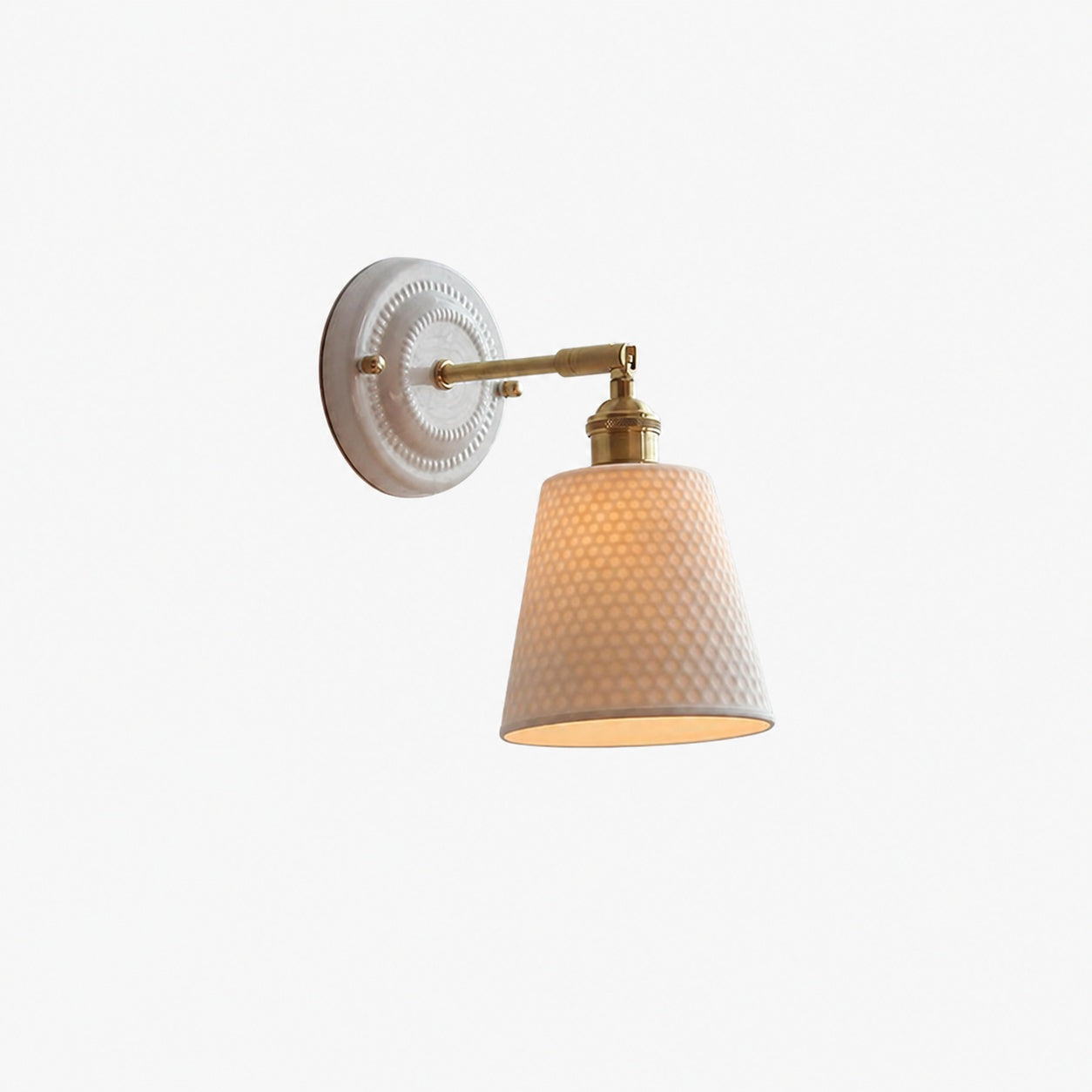 Vintage Japanese Ceramic Brass 1-Light Wall Sconce Lamp