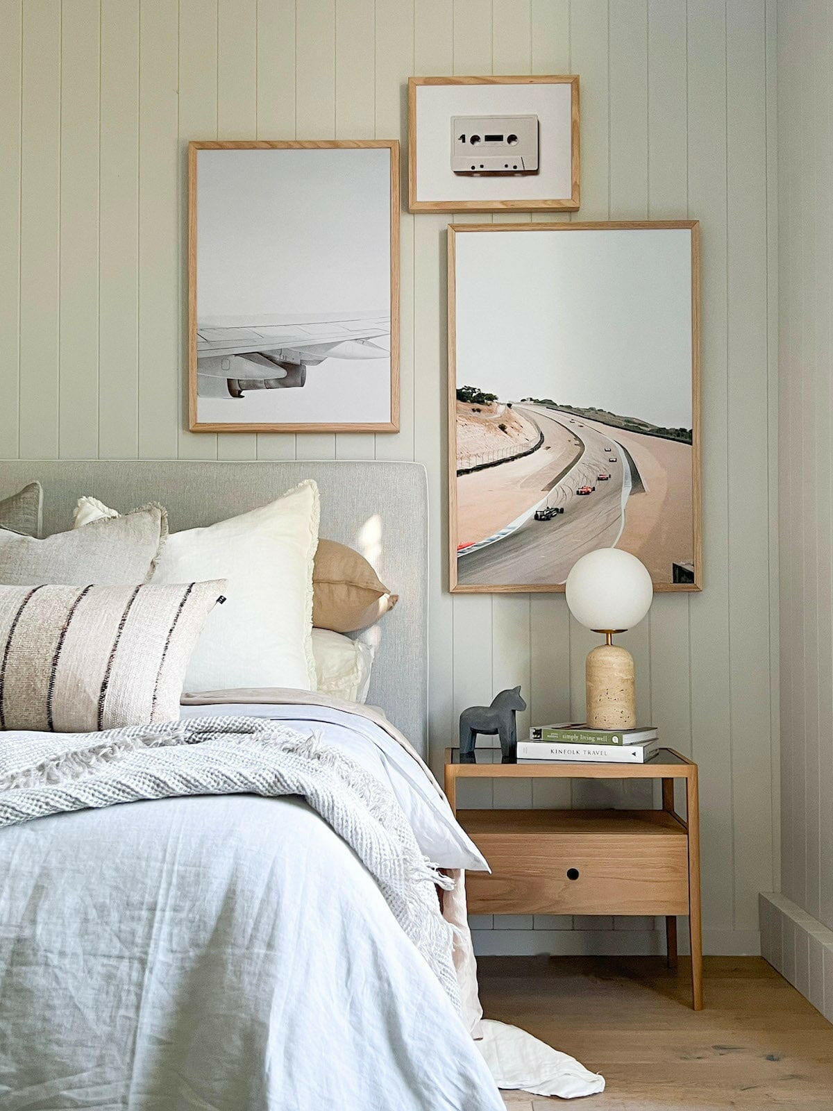 Modern Minimalist Travertine Base Glass Orb Table Lamp